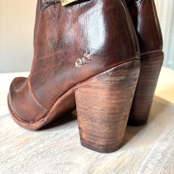 Bed Stu Isla Cobbler Brown Leather Ankle Boots Women’s 8.5 Rustic Heeled Booties - Picture 6 of 12
